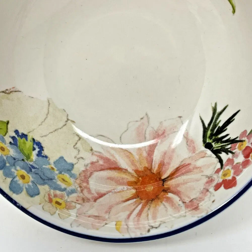 Pottery Barn Floral Ceramic Fruit Bowls Set of 4 Microwave Dishwasher Safe